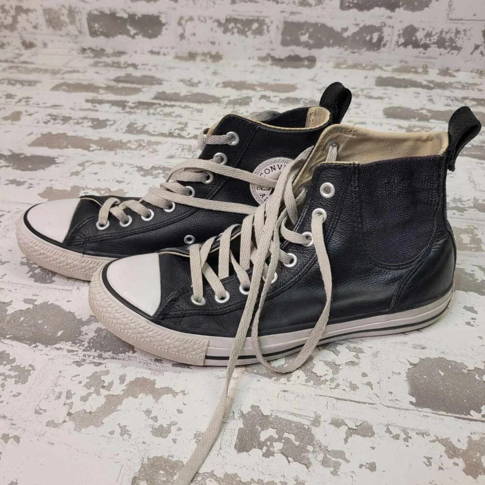 2488 Converse Chuck Taylors Black Leather Men's Size 9 - Picture 5 of 6